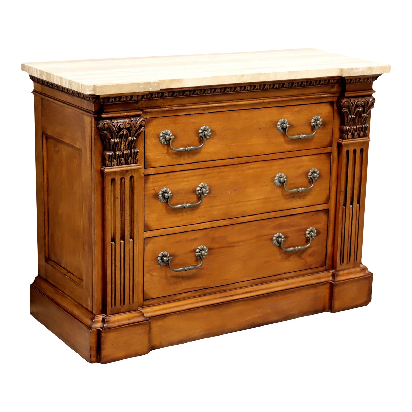 Hickory White Neoclassical Style Marble Top Bachelor Chest Chairish