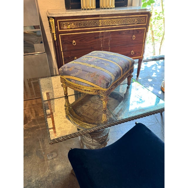 19th Century French Louis XVI Giltwood Ottoman For Sale - Image 5 of 6