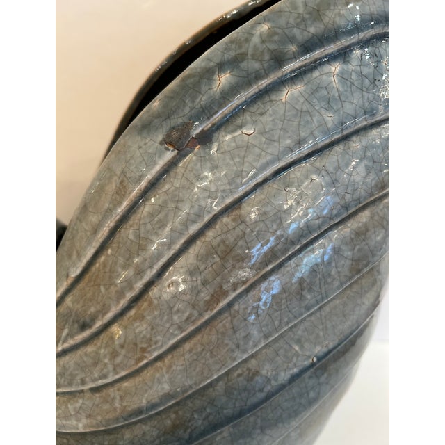 1990s Large Ceramic Grey Nautilus Shell Sculpture For Sale - Image 5 of 12