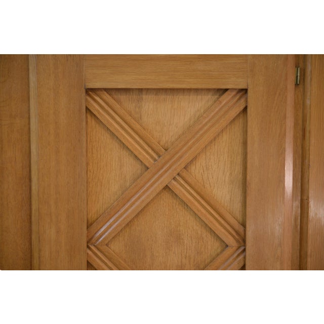 Light Oak Wardrobe with Geometric Lattice Pattern, 1940s For Sale - Image 9 of 15