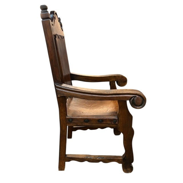 1950s Set of 6 Spanish Renaissance Revival Dining Chairs, Two Arm Chairs, Four Side Chairs For Sale In San Antonio - Image 6 of 15