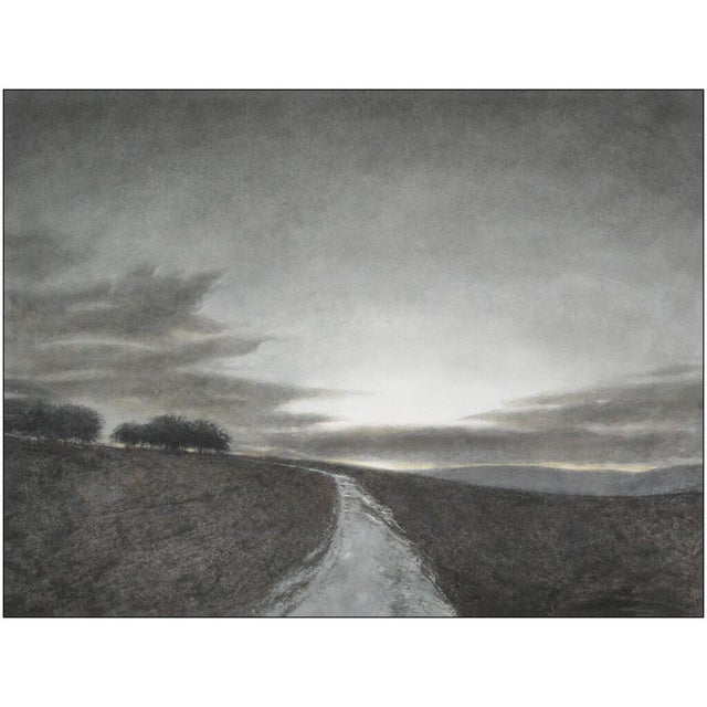 Figurative 1950s The Road Towards Moonrise Watercolor Painting, Greg Mort For Sale - Image 3 of 5