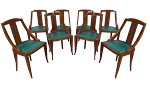 Art Deco Gondola Chairs in Walnut, 1930, Set of 8