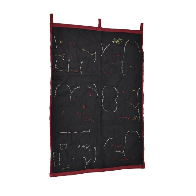 Textile Early 20th Century Weya 6 Panel Story Quilt Village Life For Sale - Image 7 of 7