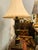 Vintage Black Lacquer Chinoiserie Table Lamp With Hand-Painted Gilt Decoration & Shade For Sale - Image 4 of 10