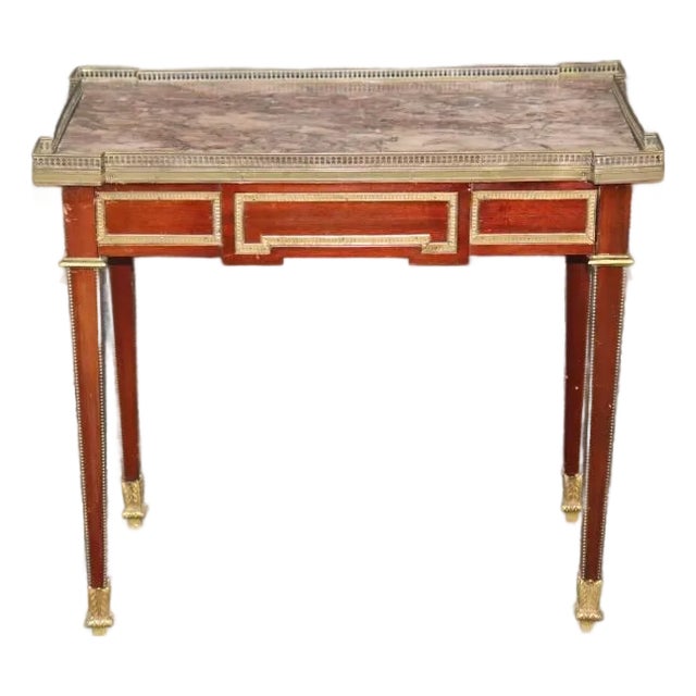 French 1920s Era Breccia Marble Top Louis XVI Style Mahogany Console Table For Sale