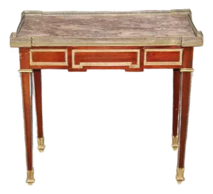 French 1920s Era Breccia Marble Top Louis XVI Style Mahogany Console Table