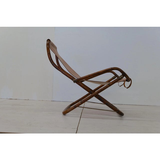 1960s Vintage Italian Leather and Wood Rocking Chair 1960s For Sale - Image 5 of 11