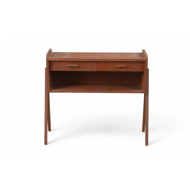 Mid-Century Modern Mid 20th Century Atomic v - Legged Two Drawer Entry Chest in Teak For Sale - Image 3 of 3