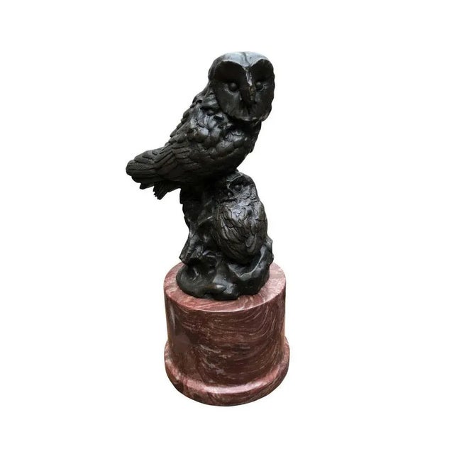 Bronze Barn Owl & Owlet Casting, 20th Century For Sale - Image 9 of 13