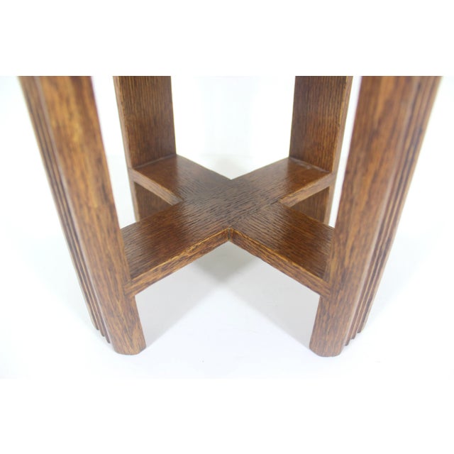 Wood Vintage Oak Plant Stand Wood Stool Octagonal For Sale - Image 7 of 14