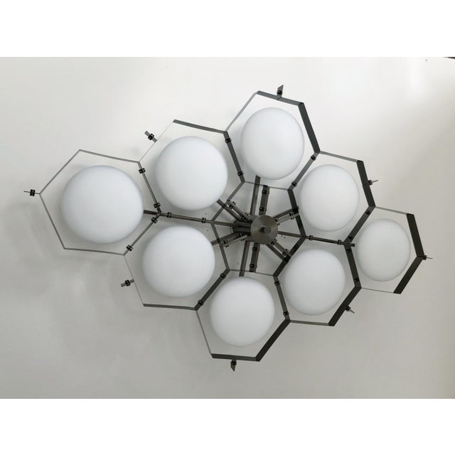Black 21st Century Beehive Satin Black Nickel Matte White Murano Flush Mount by Fabio LTD For Sale - Image 8 of 9