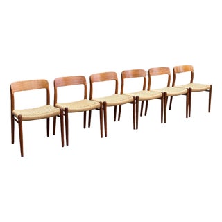 Set of 6 Danish Modern Design Niels Otto Moller Model 75 Dining Chairs Jl Molller For Sale