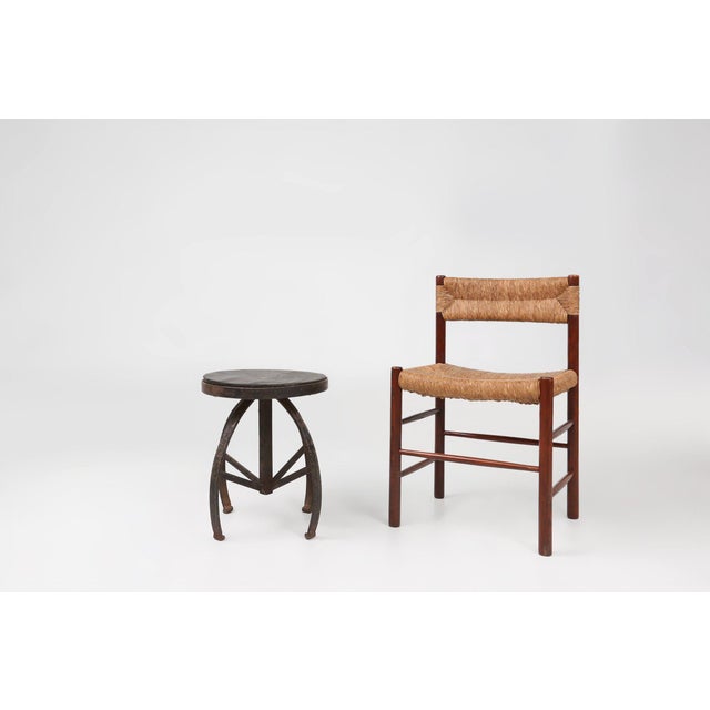 Mid-Century Modern Industrial Black Metal Stool, France, 1920s For Sale - Image 3 of 16