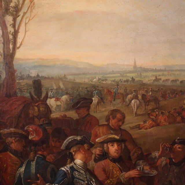 French Artist, Halt of the Mounted Grenadiers of the King's Guard, 1750, Oil on Canvas For Sale - Image 11 of 16