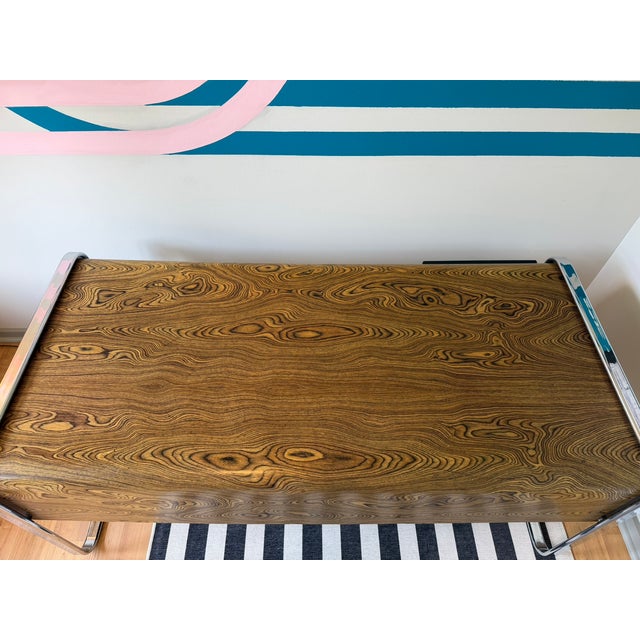 Chrome Peter Protzman for Herman Miller Zebrawood & Chrome Desk, Tubular Collection, 1970-1971 For Sale - Image 8 of 17