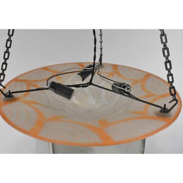 Large French Art Deco Pendant Light by Le Verre Francais Schneider - 1930 Chandelier France For Sale - Image 13 of 14
