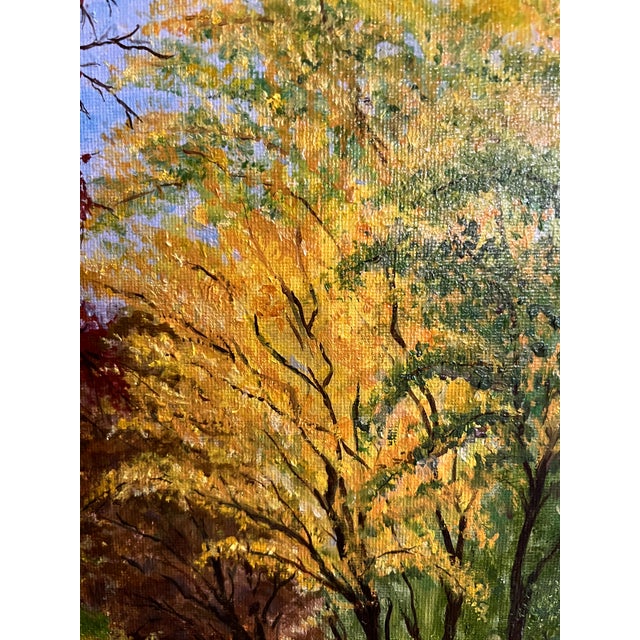 Inspired by Steve Schaaf’s Autumn Bridge Reflections Original Oil Painting For Sale - Image 10 of 11