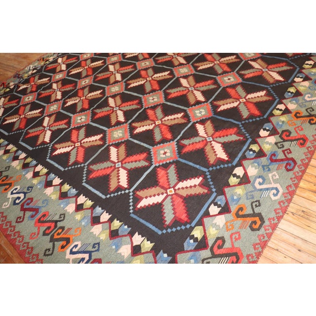 Early 20th Century Besserabian Large kilim - 11'9" x 13' For Sale - Image 10 of 10