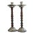 Vintage Mexican Wood & Aluminum Tall Candlestick Holders For Sale