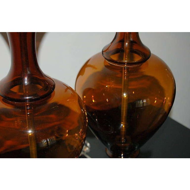 Vintage Swedish Glass Lamps Brown For Sale In Atlanta - Image 6 of 9