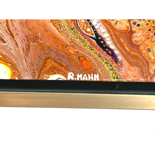 Absolutely beautiful abstract painting from Richard Mann- on board, in bronze colored metal frame.