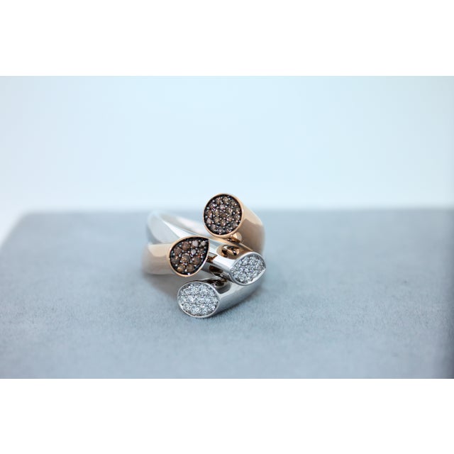 Diamond Pave Cluster Shape Mountain Peaks Unique 18 Karat Rose White Gold Ring, Size 7.5 For Sale - Image 10 of 18