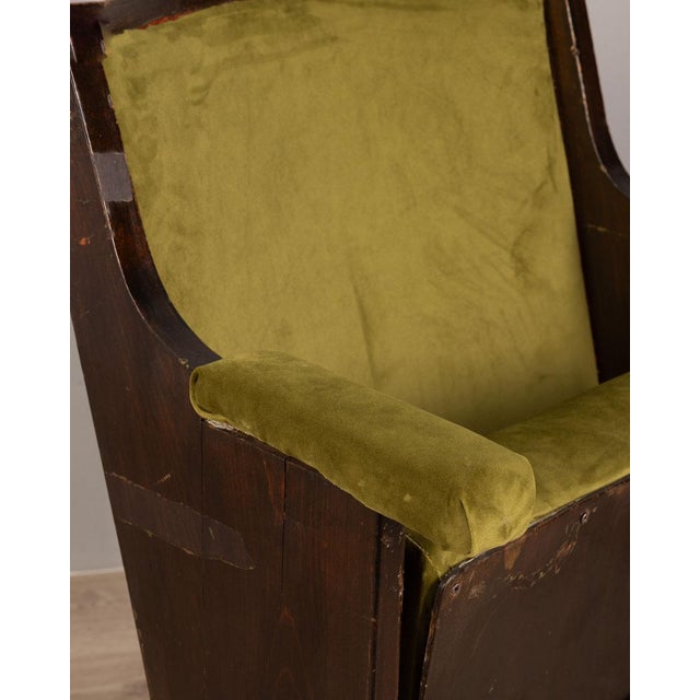 Vintage Italian Cinema Chair in Green Velvet For Sale - Image 6 of 12