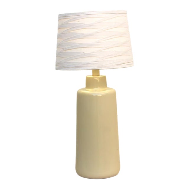 Vintage Buttercream Pottery Lamp For Sale