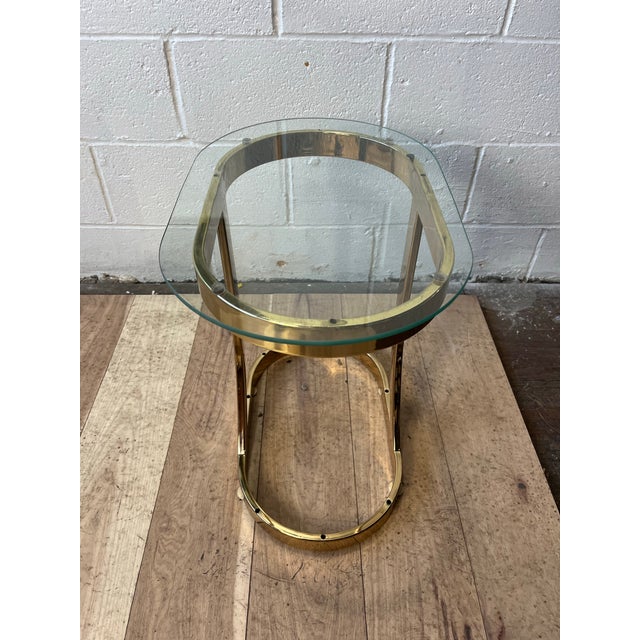 Metal Postmodern Polished Brass and Glass Sculptural Side Table, 1980s For Sale - Image 7 of 9