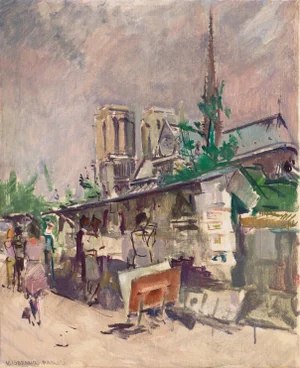 'Notre Dame and the Left Bank' by Victor Isbrand, Paris, Post Impressionist Oil, Copenhagen Royal Academy of Art