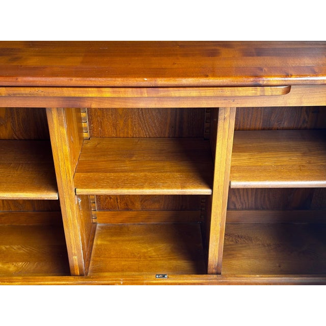 20th Century Cherry Wood Bookcase with Sliding Writing Surface, 1920s For Sale - Image 13 of 18