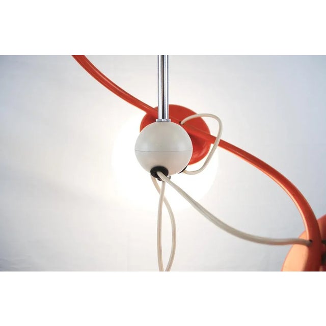 Space Age Orange & White 4-Light Ceiling Lamp in the Style of Gino Sarfatti, 1970s For Sale - Image 9 of 15