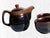 Vintage Japanese Stoneware Tea Service in Smoky Tenmoku Glaze — Set of 6 For Sale - Image 4 of 12