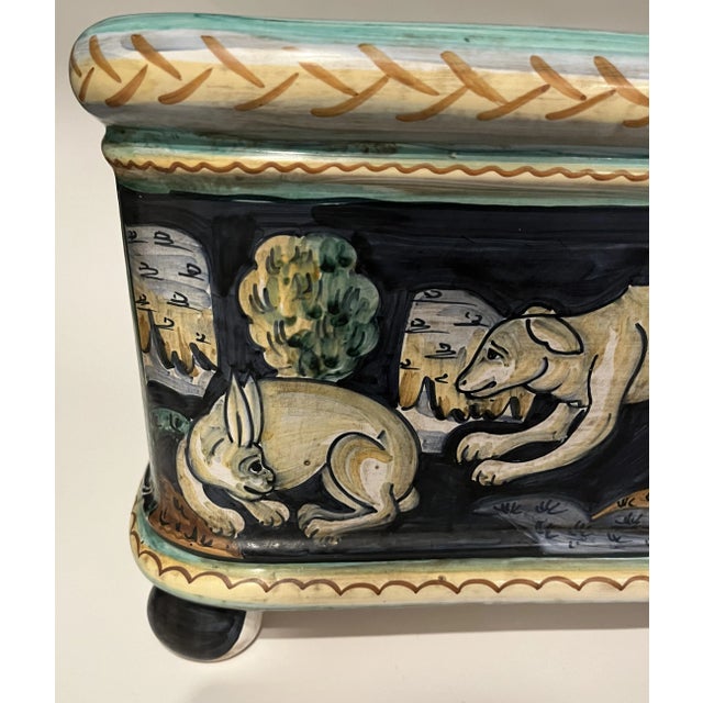 Late 20th Century Mythological Animal Pattern Square Footed Cachepot, Made in Italy For Sale - Image 10 of 11