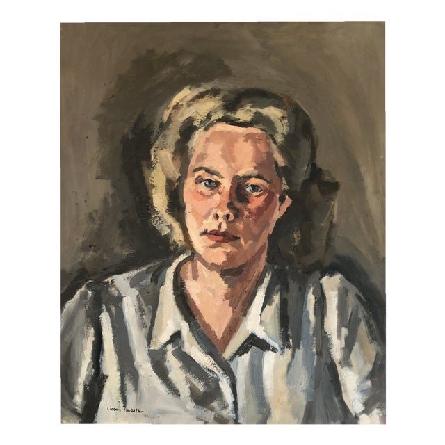 Lison Favarger, Portrait de femme, 1948, Oil on Cardboard For Sale