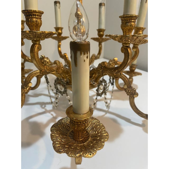 Metal Vintage French Louis IV Style Gilt Metal Chandelier 12 Light For Sale - Image 7 of 12