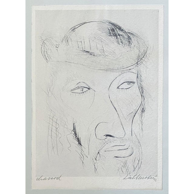 Isaac Lichtenstein 1, Bezalel School Jerusalem Israeli Judaica Etching - Chassid For Sale