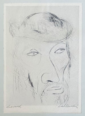 Isaac Lichtenstein 1, Bezalel School Jerusalem Israeli Judaica Etching - Chassid