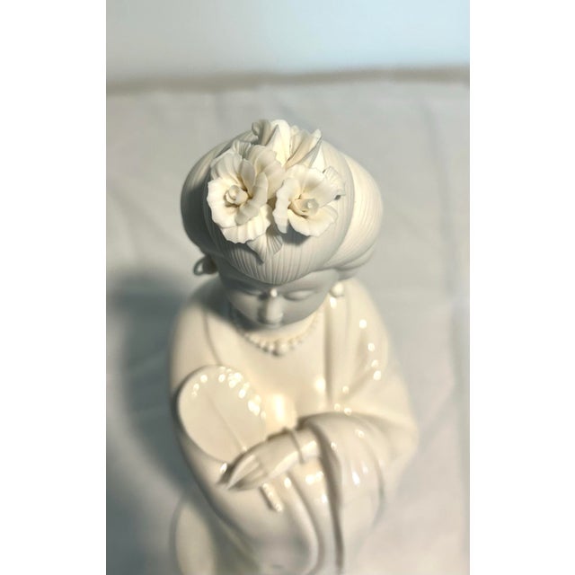 Ceramic Large Mid Century Modern Ceramic Mixed Finish Gump's Geisha Statue Figurine For Sale - Image 7 of 8