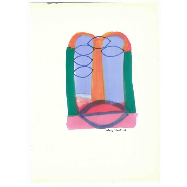 1988 watercolor on paper by New York artist Lang Mart. Signed lower right. Combined shipping available, please inquire.