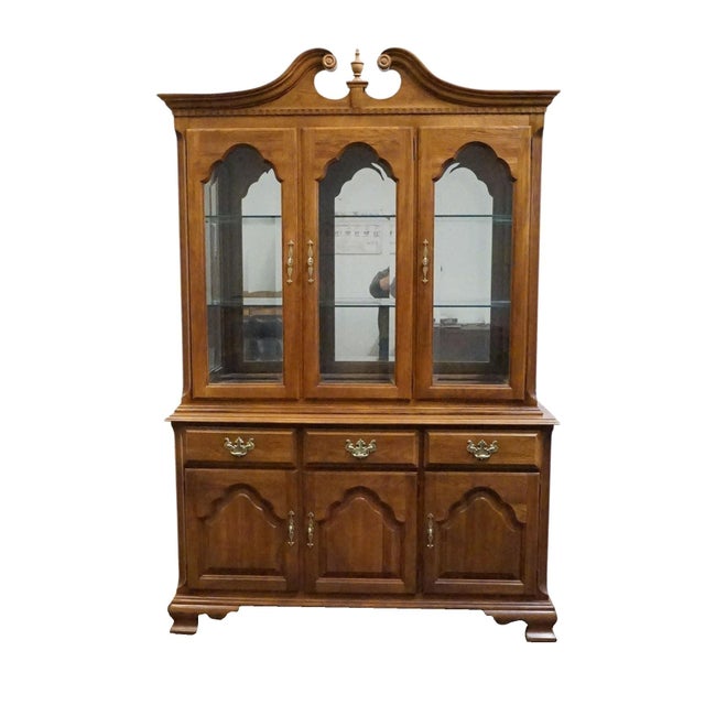 Traditional Keller Furniture Solid Cherry Traditional Style 56" Buffet W. Lighted Display China Cabinet For Sale - Image 3 of 15