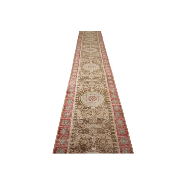 Transitional Rug & Kilim’s Transitional Style Rug in Beige-Brown and Red Medallion Pattern For Sale - Image 3 of 6
