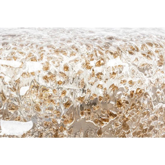 Large Brass Hillebrand Murano Glass Flush Mount, Germany, 1970s For Sale - Image 3 of 9