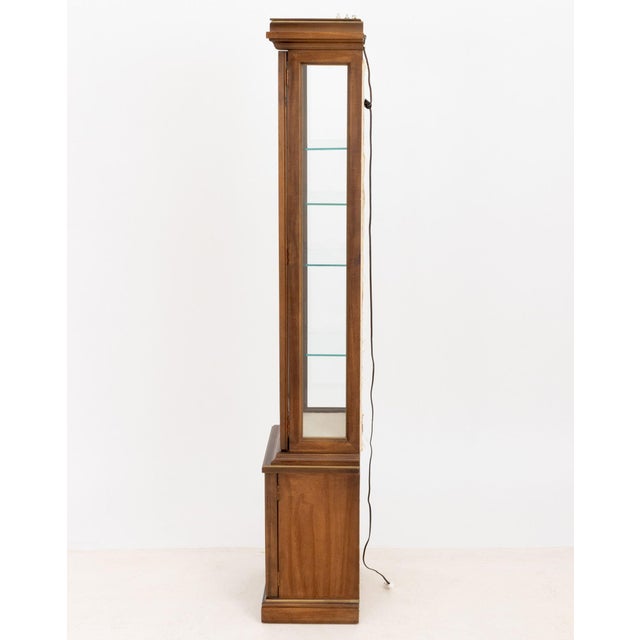 Brown Modern Illuminated Glass-Paneled Fruitwood Vitrine For Sale - Image 8 of 9