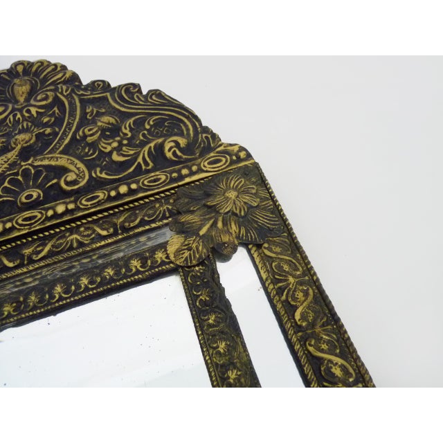 Victorian Style Mirror with Copper Beads Embossed on Wood, 1950s For Sale - Image 6 of 10