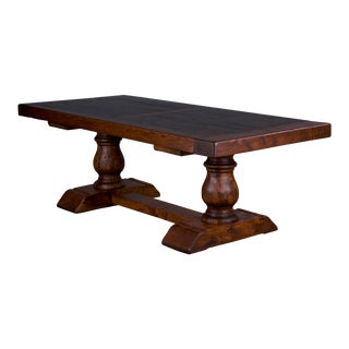Country French Monastery Style Oak Trestle Dining Table For Sale