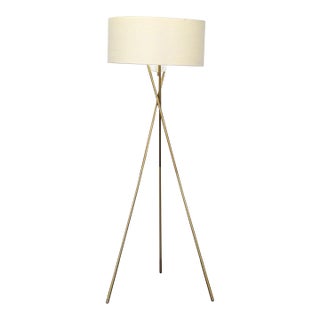 West Elm Modern Tripod Floor Lamp With Drum Shade For Sale