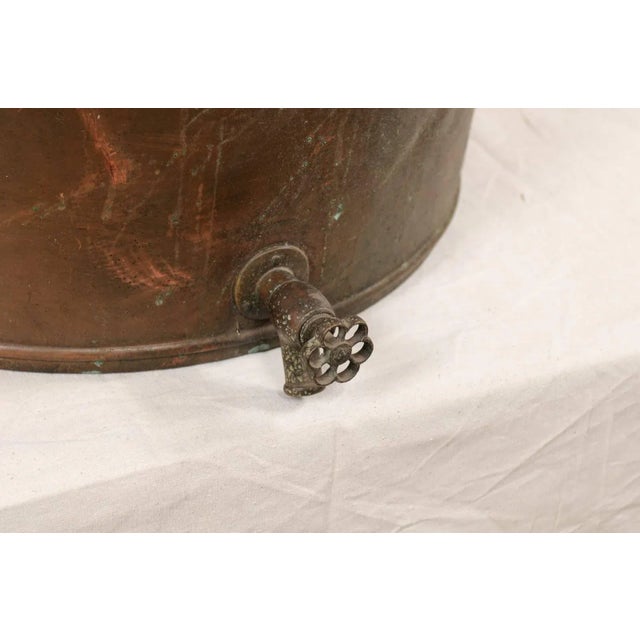 Brown Vintage French Large Copper Kitchen Pot With Handles, Spout and Lovely Patina For Sale - Image 8 of 10