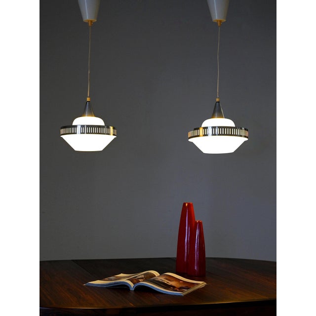 Ceiling Lamps in Glass and Metal, 1960s, Set of 2 For Sale - Image 3 of 9